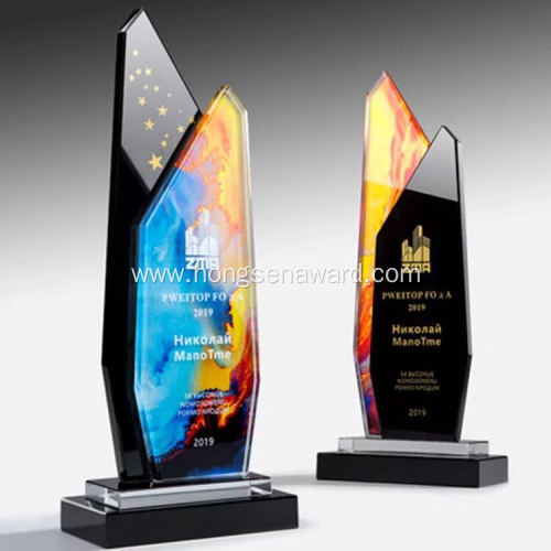 Mixed color crystal trophy